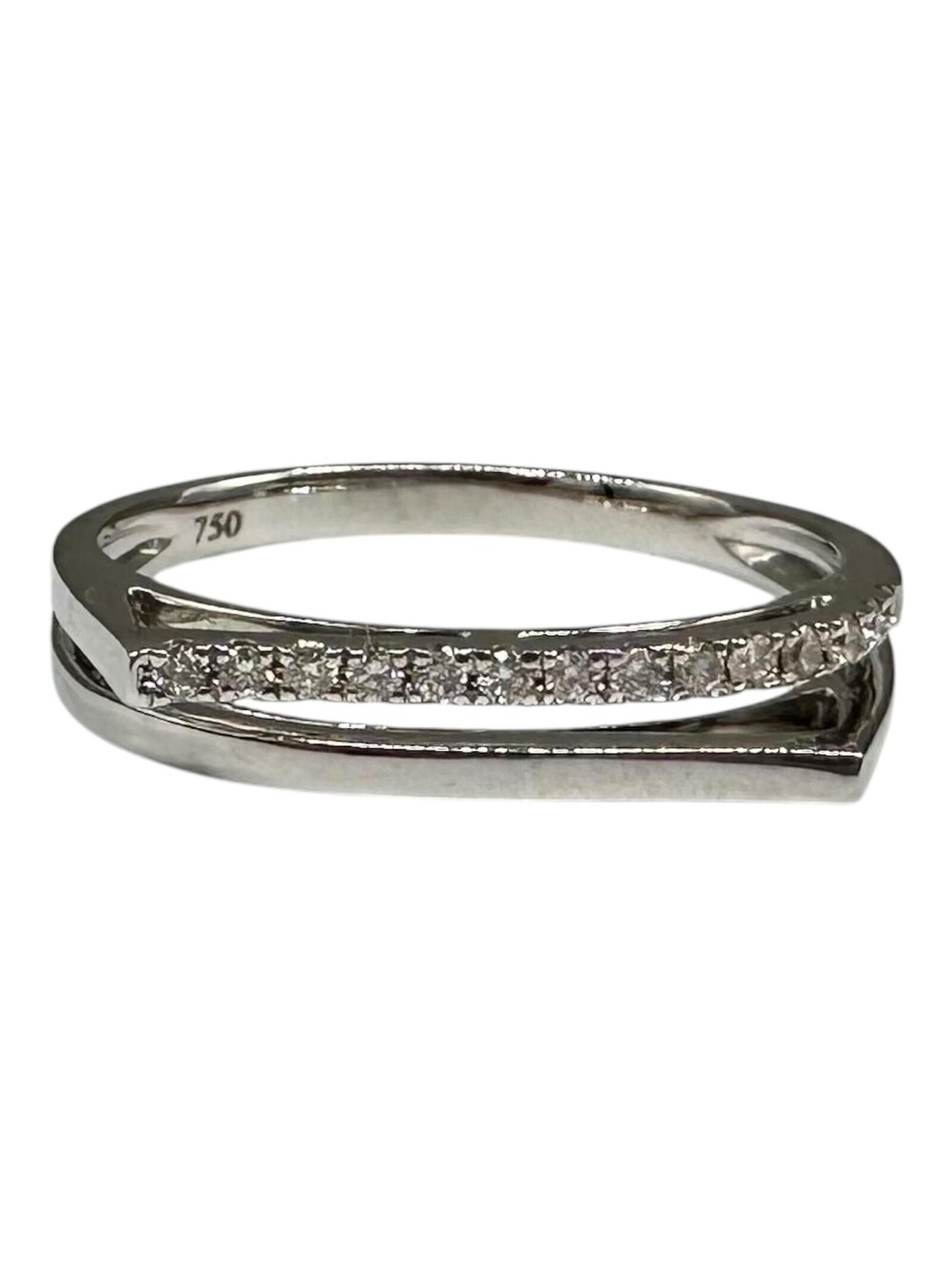 18K White Gold Diamond Double Row Ring 0.10ct Size 7